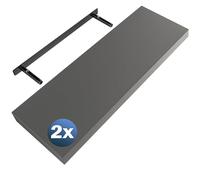 CASARIA 2x Étagères Murales Flottantes 70 cm Gris MDF Robuste Effet Flottant étagère Bois Rangement décoration