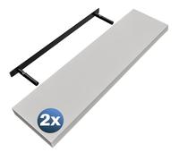 Casaria 2X Étagères Murales Flottantes 90 cm Blanc MDF Robuste Effet Flottant étagère Bois Rangement décoration