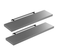 CASARIA 2x Étagères Murales Flottantes 90 cm Gris MDF Robuste Effet Flottant étagère Bois Rangement décoration