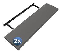 CASARIA 2x Étagères Murales Flottantes 90 cm Gris MDF Robuste Effet Flottant étagère Bois Rangement décoration