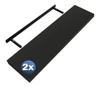CASARIA 2x Étagères Murales Flottantes 90 cm Noir MDF Robuste Effet Flottant étagère Bois Rangement décoration