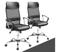 Casaria 2X Fauteuil de Bureau Noir Pivotant Ergonomique Réglable en Hauteur Fonction de basculement Chaise Gaming
