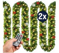 CASARIA® 2x Guirlandes de Noël lumineuses 5m 80 LED blanc chaud avec télécommande Décoration de noël en sapin artificiel