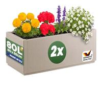 Casaria® 2X Jardinière Ethica Blanc Craie 80x36x36cm 80L résistante Fond d'écoulement Bac à Fleurs Pot de Fleurs Jardin Balcon