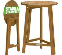 Casaria® 2X Mange-Debout Pliant Rond 80 Cm en Bois Massif Acacia, Table a Manger Salon De Jardin Exterieur Et Table Ronde Haute pour Cuisine Bar Ou Réception