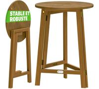CASARIA® 2x Mange-Debout Pliant Rond 80 Cm En Bois Massif Acacia, table a manger Salon De Jardin Exterieur Et table ronde Haute