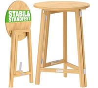 Casaria® 2X Mange Debout Table Haute - Table Cuisine Ronde Pliable en Bois Massif Sapin, 3 Pieds, Plateau Ø78cm x H111cm, Intérieur/Extérieur, Design Moderne, Robuste et Élégante, Charge Max 80kg