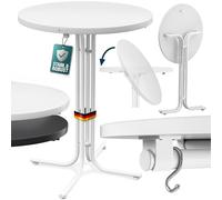 Casaria® 2X Table de Bar Blanche Ronde Ø70 cm Pliable Haute de 110 cm Plateau de Table en MDF Mange Debout Table d'appoint
