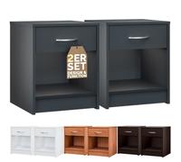 Casaria® 2X Table de Chevet Anthracite 35x40x50cm Table de Nuit avec Un tiroir Niche Meuble de Rangement Chambre Salon