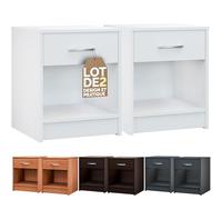 Casaria® 2X Table de Chevet Blanc 35x40x50cm Table de Nuit avec Un tiroir Niche Meuble de Rangement Chambre Salon