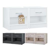 Casaria® 2X Table de Chevet Blanc avec tiroir Table de Nuit mobilier avec poignée en Aluminium 41x39x28cm Chambre à Coucher