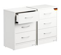 Casaria 2X Table de Nuit Blanc 3 tiroirs 54x39x28cm Table de Chevet Chambre à Coucher Petit Meuble intérieur Rangement