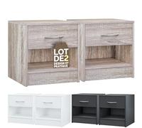 Casaria® 2X Table de Nuit Table de Chevet Chêne avec tiroir poignée en Aluminium mobilier Chambre à Coucher 39x28x41cm