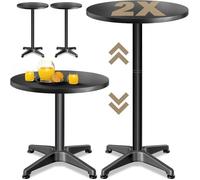 CASARIA® 2x Table haute ronde noire de bar bistrot mange debout réglable en hauteur 70/115 cm jardin terrasse réception