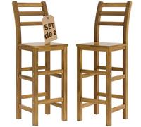 Casaria 2X Tabourets de Bar 75 cm Chaises Haute de Bar en Bois avec Dossier Tabouret de bistrot Cuisine Salon Exterieur