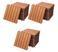 CASARIA® 33x Dalles bois clipsables 30x30cm bois d'eucalyptus certifié FSC® dalle bois terrasse extérieur antidérapant sol balcon jardin caillebotis résistant UV intempéries pose facile