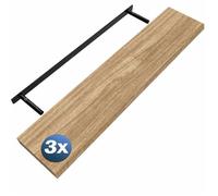 CASARIA® 3x Étagères murales flottantes MDF chêne 110 cm support de fixation inclus étagère bois rangement livre