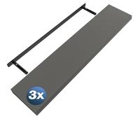 Casaria® 3X Étagères murales flottantes MDF Gris Mat 110cm Robuste Effet Flottant Support de Fixation Inclus étagère Bois Rangement Livre
