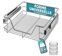 Casaria® 3x Tiroir télescopique de rangement 50 cm pour armoire cuisine tiroir de cuisine métal tiroir coulissant