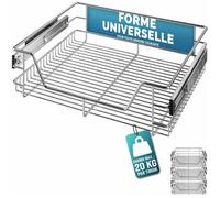 Casaria Tiroir télescopique 3x 60 cm | Tiroir rangement pour armoire cuisine tiroir de cuisine métal tiroir coulissant glissières en métal, épices, casseroles
