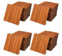 CASARIA® 44x Dalles bois clipsables 30x30cm bois d'acacia certifié FSC® dalle bois terrasse extérieur antidérapant sol balcon jardin caillebotis résistant UV intempéries pose facile