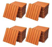 CASARIA® 44x Dalles bois clipsables 30x30cm bois d'eucalyptus certifié FSC® dalle terrasse extérieur antidérapant sol balcon jardin caillebotis résistant UV intempéries pose facile