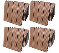 CASARIA® 44x Dalles WPC clipsables 30x30cm dalle terrasse extérieur antidérapant sol jardin caillebotis résistant UV intempéries imitation bois composite balcon classique terre cuite