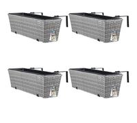 4x Bac à fleurs CASARIA® 11 litres support de montage intérieur extérieur jardinière pot de fleurs décoration balcon terrasse gris