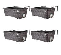 Casaria 4X Bac à Fleurs 11 litres Support de Montage intérieur extérieur jardinière Pot de Fleurs décoration Balcon terrasse Brun