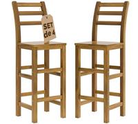 Casaria 4X Tabourets de Bar 75 cm Chaises Haute de Bar en Bois avec Dossier Tabouret de bistrot Cuisine Salon Exterieur