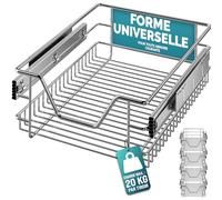 CASARIA® 4x Tiroir télescopique de rangement 40 cm pour armoire cuisine tiroir de cuisine métal tiroir coulissant