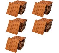 CASARIA® 55x Dalles bois clipsables 30x30cm bois d'acacia certifié FSC® dalle bois terrasse extérieur antidérapant sol balcon jardin caillebotis résistant UV intempéries pose facile