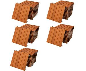 CASARIA® 55x Dalles bois clipsables 30x30cm bois d'acacia certifié FSC® dalle bois terrasse extérieur antidérapant sol balcon jardin caillebotis résistant UV intempéries pose facile
