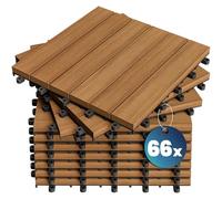 CASARIA® 66x Dalles bois clipsables 30x30cm bois d'acacia