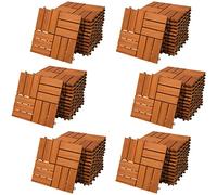 CASARIA® 66x Dalles bois clipsables 30x30cm bois d'acacia certifié FSC® dalle bois terrasse extérieur antidérapant sol balcon jardin caillebotis résistant UV intempéries mosaïque