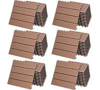 Casaria® 66x Dalles WPC clipsables 30x30cm Dalle terrasse extérieur antidérapant Sol Jardin caillebotis résistant UV intempéries Imitation Bois Composite Balcon Classique Terre Cuite