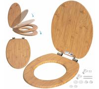 CASARIA® Siège de WC Bambou système d'abaissement automatique MDF abattant standard salle de bain lunette couvercle toilette