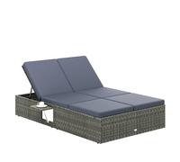 CASARIA® Bain de Soleil Double en Polyrotin Gris avec Coussins Anthracite Salon de Jardin Exterieur Design pour Terrasse ou Piscine Hors Sol et Salon de Jardin Contemporain