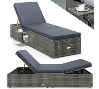 CASARIA® Bain de Soleil en Polyrotin Gris avec Coussins Anthracite Salon de Jardin Exterieur Design pour Terrasse ou Piscine Hors Sol et Salon de Jardin Contemporain