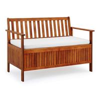 CASARIA® Banc de jardin en Bois 120x62 cm Coffre de jardin résistant aux intempéries Rangement Bâche de pluie Jardin Balcon
