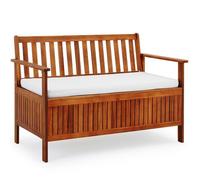 CASARIA® Banc de jardin en Bois 120x62 cm Coffre de jardin résistant aux intempéries Rangement Bâche de pluie Jardin Balcon