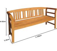 Banc de jardin Rose 3 places en bois d’eucalyptus certifié FSC 150 cm banc en bois exterieur banquette résistant