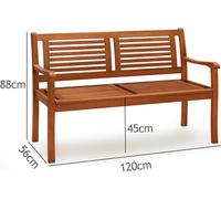 Casaria Banc de jardin en bois eucalyptus pré-huilé 2 places Balcon Banc en bois Terrasse Extérieur petit banc en bois