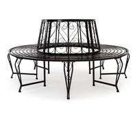 CASARIA® Banc de Jardin Rond Noir Ø160 cm Acier | Banc circulaire 360°, Ø 160 cm, design élégant avec pieds incurvés, acier thermolaqué, hauteur de 84cm