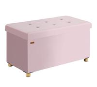 Casaria® Banc de Rangement en Velours Rose 76 x 38 x 42 cm Siège Coffre de Rangement Pliable 100 L Salon Chambre Couloir
