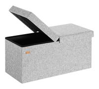 Casaria Banc de Rangement Gris Clair 80x40x40cm Coffre de Rangement Pliable 100L avec Couvercle Rabattable pour Salon Chambre