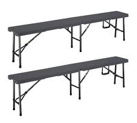 Casaria® Bancs Pliables en Plastique 180x25x43cm Anthracite Bancs Extérieurs Jardin Camping Pique-Nique Fête
