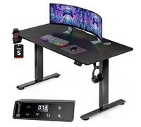 Casaria® Bureau Assis Debout 120 x 60 cm Bureau Gaming Aspect Carbone Standing Desk Hauteur Réglable 72 117 Cm Chargeur sans Fil Ports USB C USB A Structure Acier 80 Kg