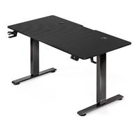 Casaria® Bureau Assis Debout 160 x 70 cm Bureau Gaming Aspect Carbone Standing Desk Hauteur Réglable 72 117 Cm Chargeur sans Fil Ports USB C USB A Structure Acier 80 Kg