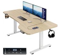CASARIA® Bureau Assis Debout En L 160 Cm, Bureau Reglable En Hauteur Électrique Beige, Bureau Electrique D’angle Moderne